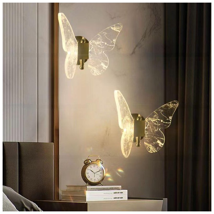 Aluminum Body Butterfly LED Wall Lamp for Bedroom Hotel Bedside Hallway Decor Living Room Lighting